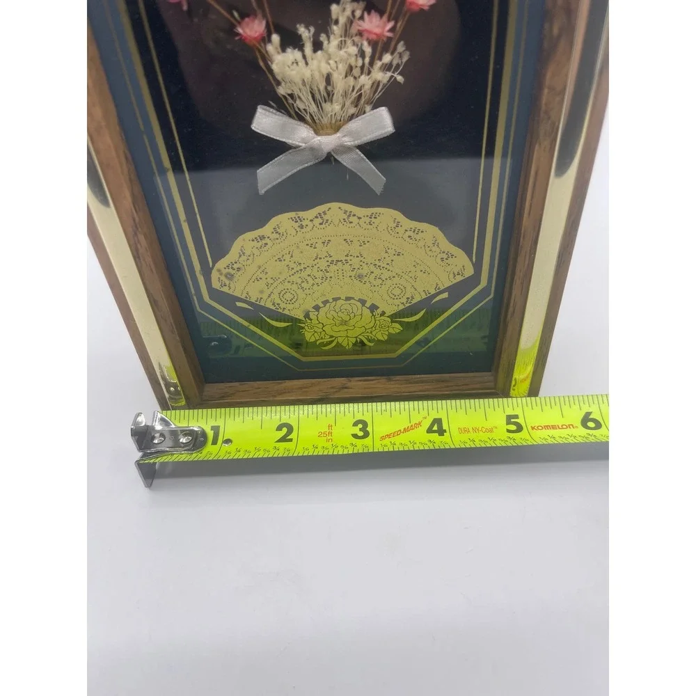 Vtg Elgin Quartz Wall Clock Wood Brass Trim 80s 90s Fan‎ Flowers USA works read